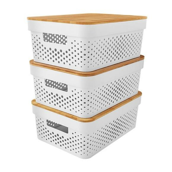 Storage & Organization Set Of 3 Gray Medium Multipurpose Vented Storage Organizer Bins With